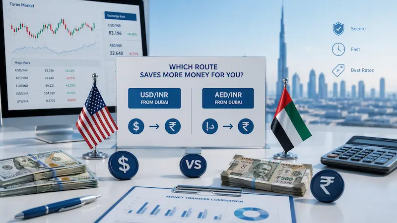 USD to INR vs AED to INR — Which Route Saves More Money When Sending to India?